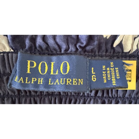 Polo Ralph Lauren Off-Shoulder Navy Floral MidiDress Smocked Bell Sleeves Large - Picture 5 of 6